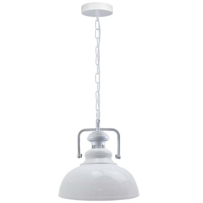Industrial vintage Retro Indoor Hanging Ceiling Metal White Pendant Light E27 UK Holder