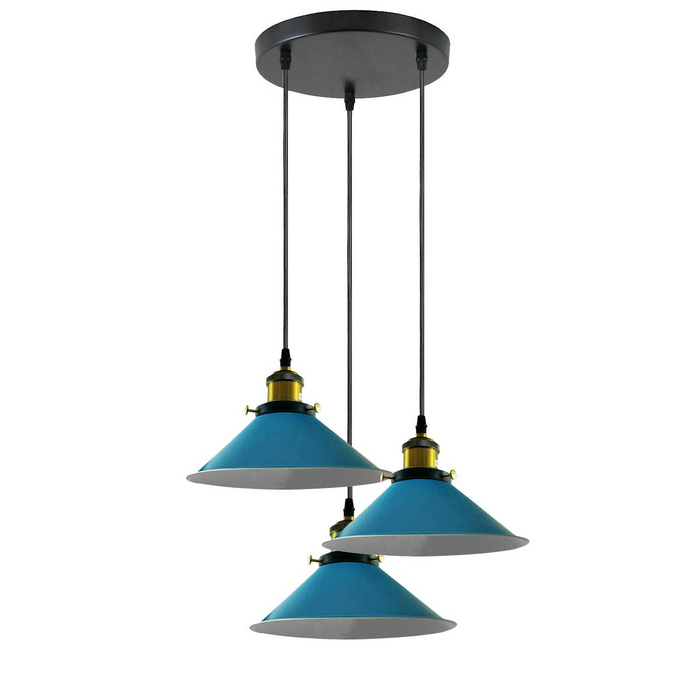 Industriële vintage metalen hanglamp schaduw kroonluchter retro plafond blauwe lampenkap