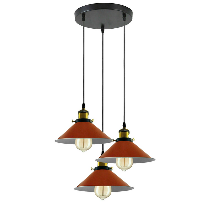 Industriële vintage metalen hanglamp schaduw kroonluchter retro plafond oranje lampenkap