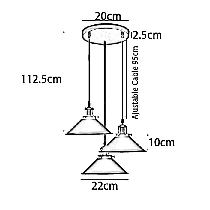 Industriële vintage metalen hanglamp schaduw kroonluchter retro plafond oranje lampenkap