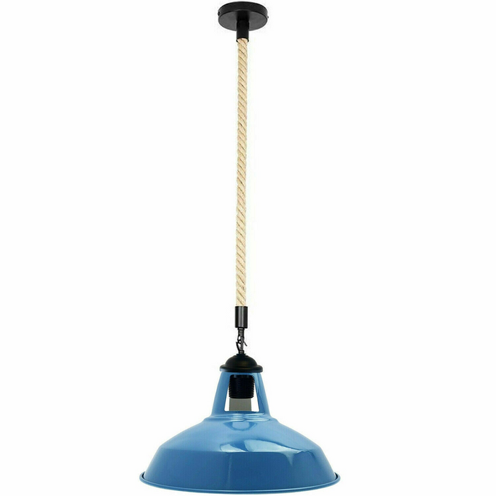 Industriële vintage metalen kap kroonluchter Retro plafondlamp blauwe kap hanglamp