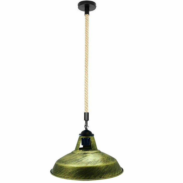 Industrial Vintage Metal Shade Chandelier Retro Ceiling Lamp Brushed Brass Shade Pendant Light