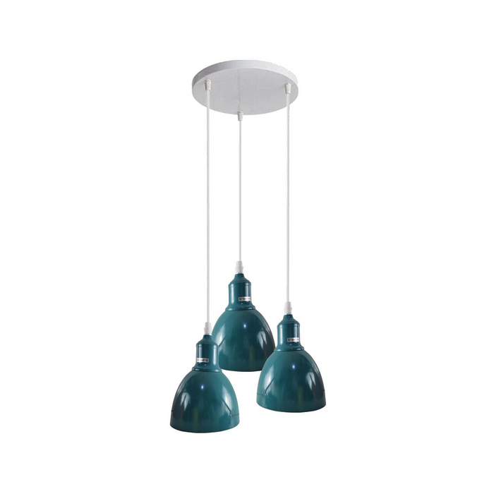 Industrial Modern Retro 3-way cluster Cyan Blue Ceiling Pendant Light with E27 Base