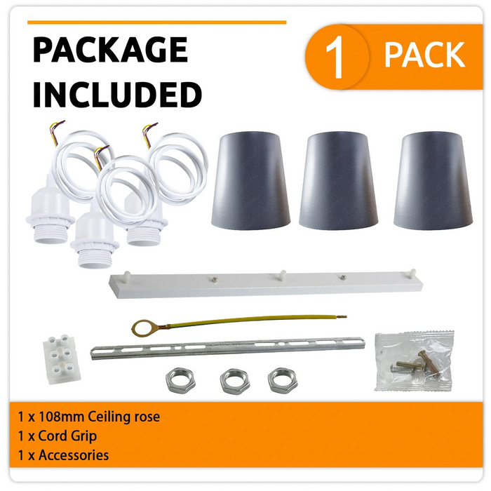 Industrial Modern Retro 3 Way Rectangle Bell shape Orange Pendant Light E27 UK holder