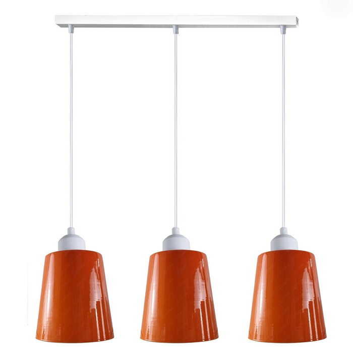 Industrial Modern Retro 3 Way Rectangle Bell shape Orange Pendant Light E27 UK holder