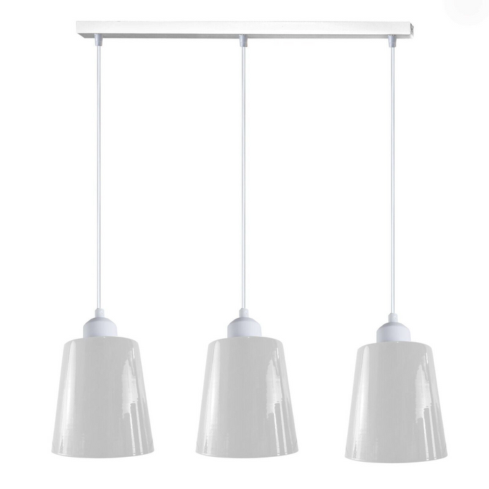 Industrial Modern Retro 3 Way Rectangle Bell shape White Pendant Light E27 UK holder