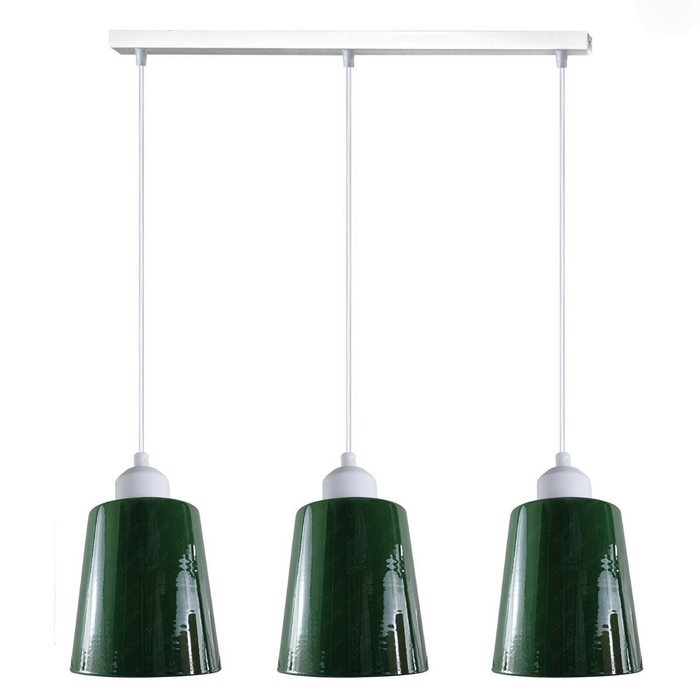 Industrial Modern Retro 3 Way Rectangle Bell shape Various Colours Pendant Light E27 UK holder