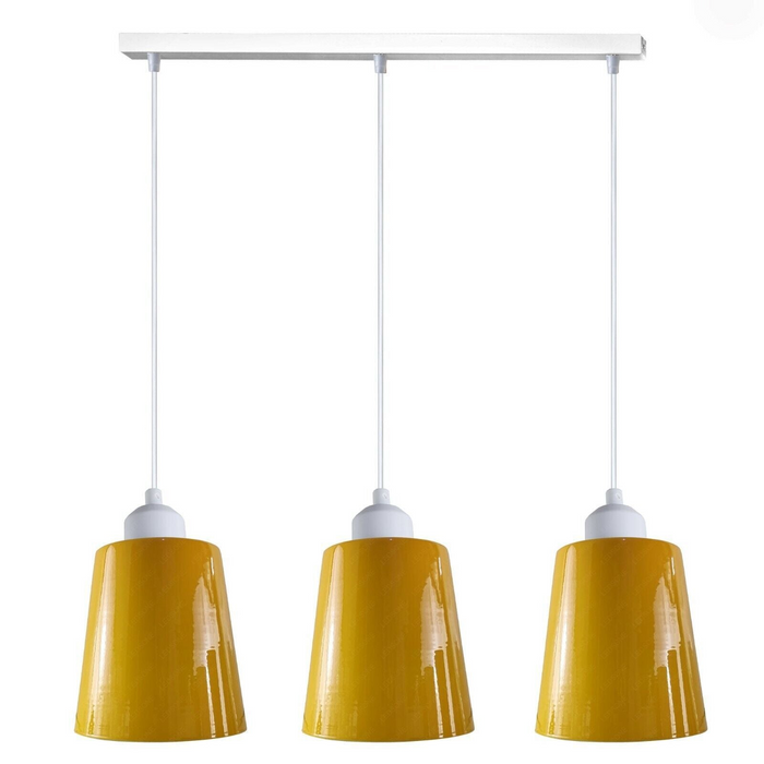 Industrial Modern Retro 3 Way Rectangle Bell shape Various Colours Pendant Light E27 UK holder