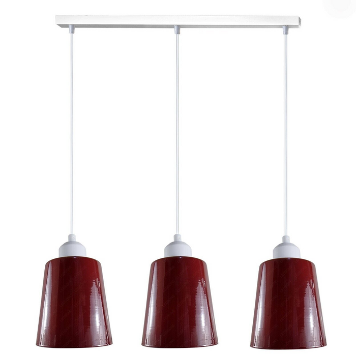 Industrial Modern Retro 3 Way Rectangle Bell shape Various Colours Pendant Light E27 UK holder