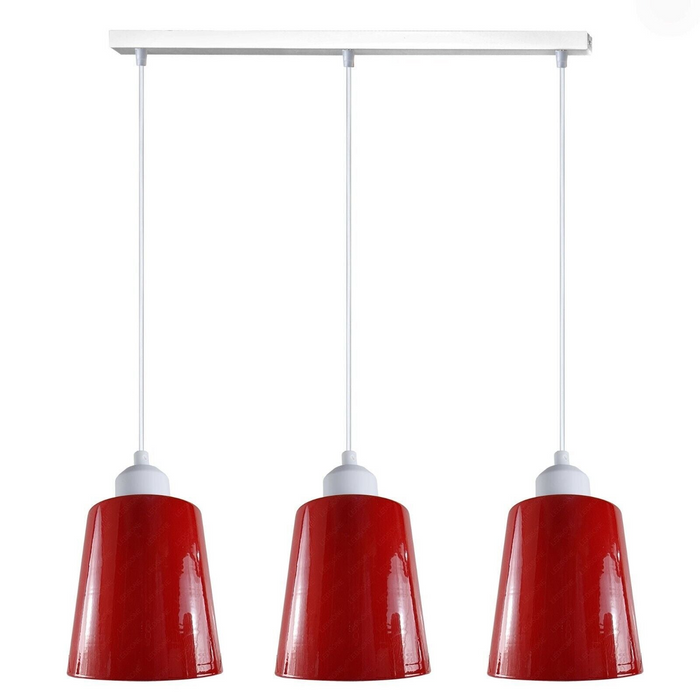 Industrial Modern Retro 3 Way Rectangle Bell shape Various Colours Pendant Light E27 UK holder