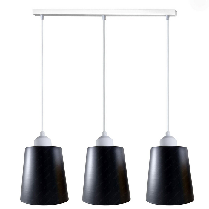 Industrial Modern Retro 3 Way Rectangle Bell shape Various Colours Pendant Light E27 UK holder