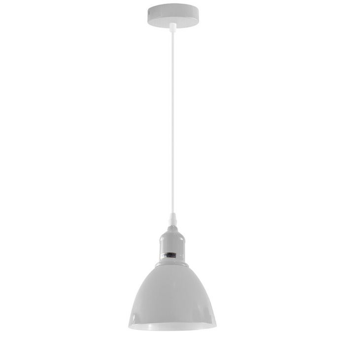 Industrial Vintage Retro adjustable Ceiling White Pendant Light with E27 Uk Holder