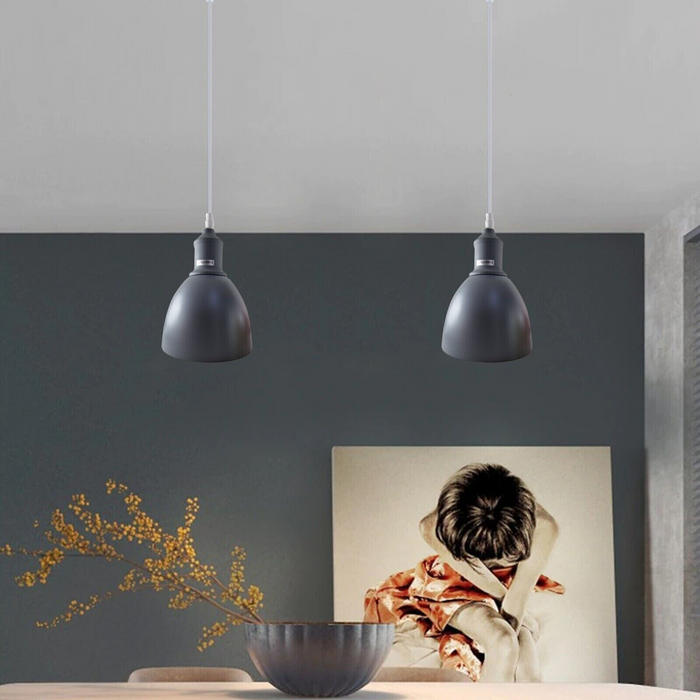 Industrial Vintage Retro adjustable Ceiling Grey Pendant Light with E27 Uk Holder