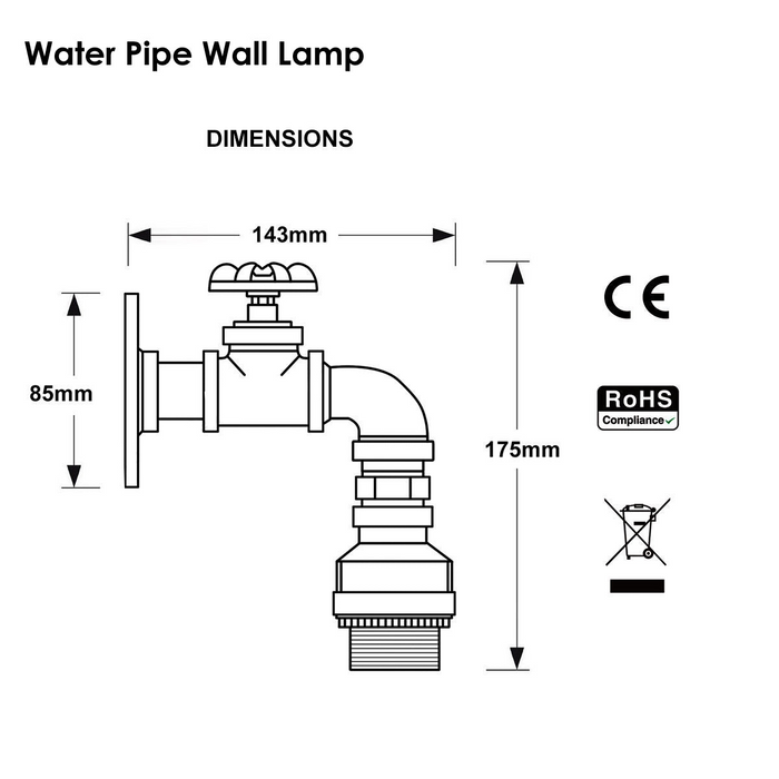 Rustieke Rode Wandlampen Industriële Metalen Waterleiding Wandlamp