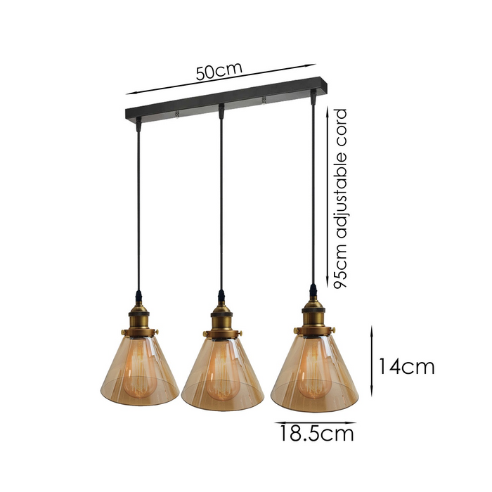 Industrial Retro Pendant Light Suspended Cluster Lights Style Glass Lamp Shade