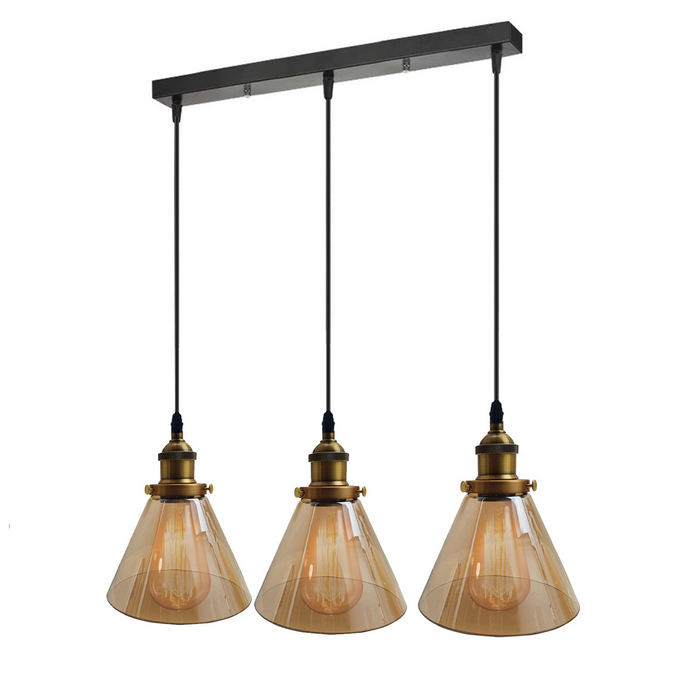 Industrial Retro Pendant Light Suspended Cluster Lights Style Glass Lamp Shade