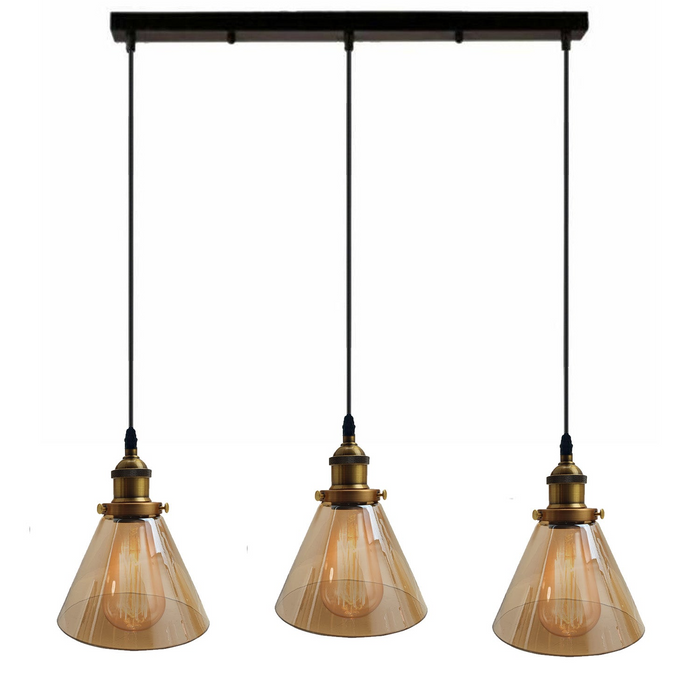 Industrial Retro Pendant Light Suspended Cluster Lights Style Glass Lamp Shade