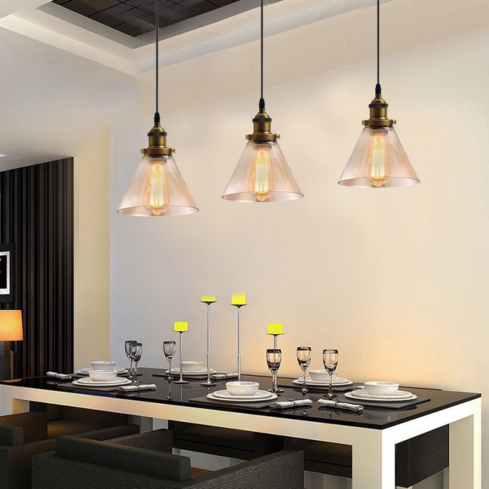 Industrial Retro Pendant Light Suspended Cluster Lights Style Glass Lamp Shade