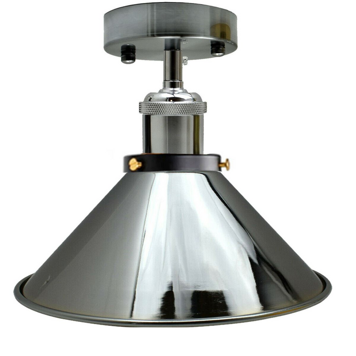 Vintage industriële plafondverlichting Retro hanglamp met chromen schaduw schanslamp
