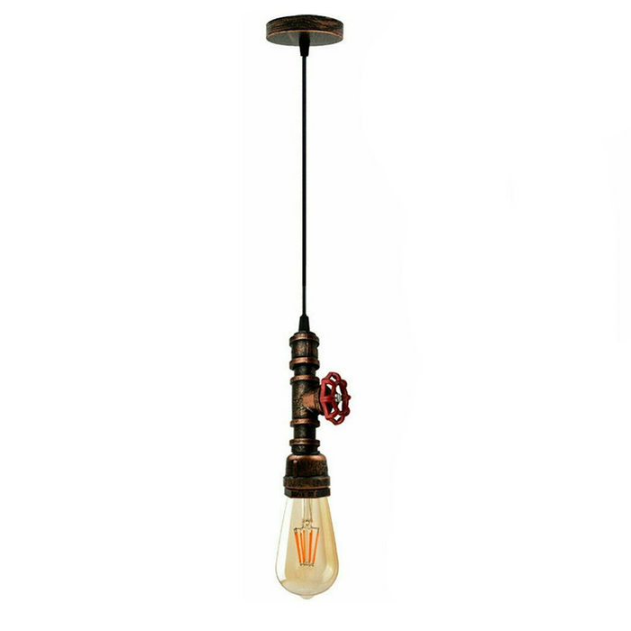 Rustic Red Color Chandelier Ceiling Light Water Pipe E27 Loft Pendant Light with FREE Bulb