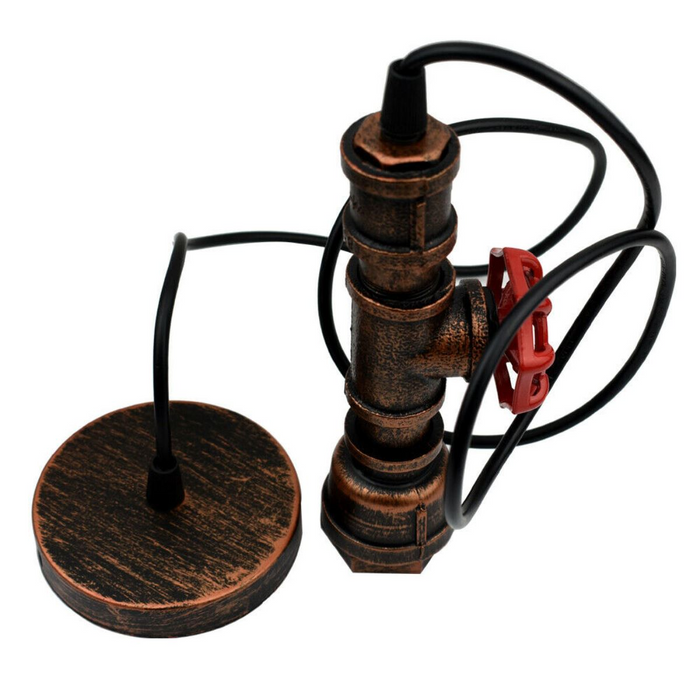 Rustic Red Color Chandelier Ceiling Light Water Pipe E27 Loft Pendant Light with FREE Bulb