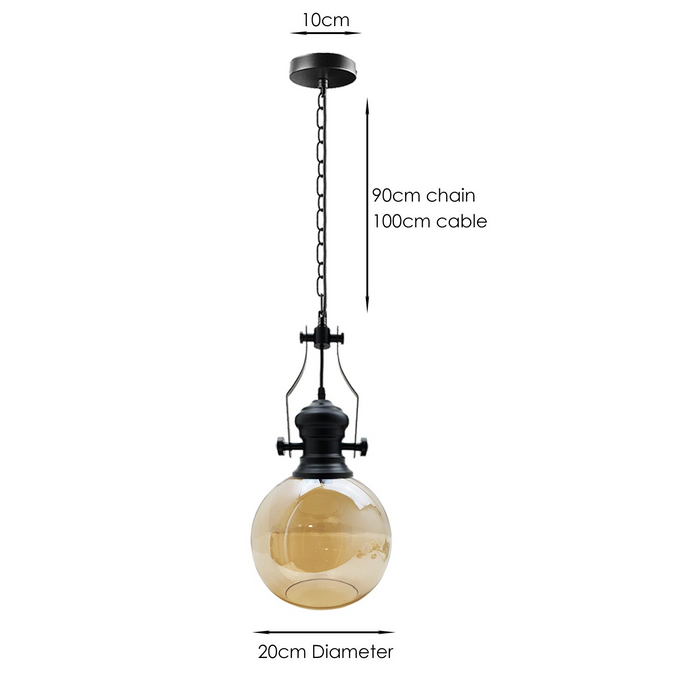 Industrial Retro Pendant Light Suspended Ceiling Lights Style Glass Lamp Shade