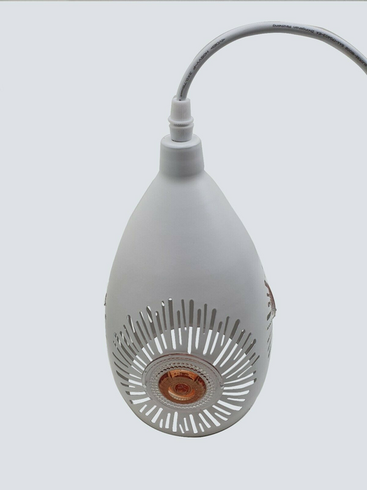 Moderne plafondhanglamp met wit patroon en gloeilamp