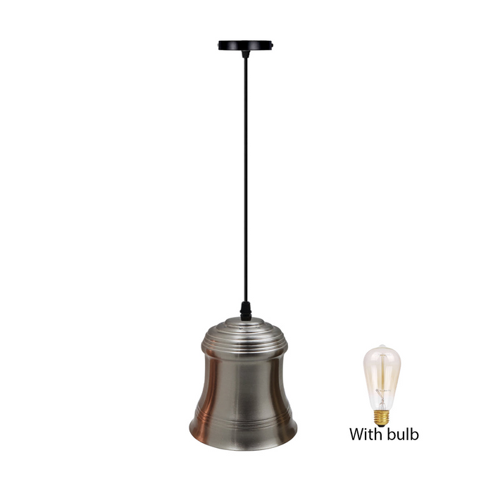 Hanglamp in retrostijl, satijnnikkelkleuren lampenkap