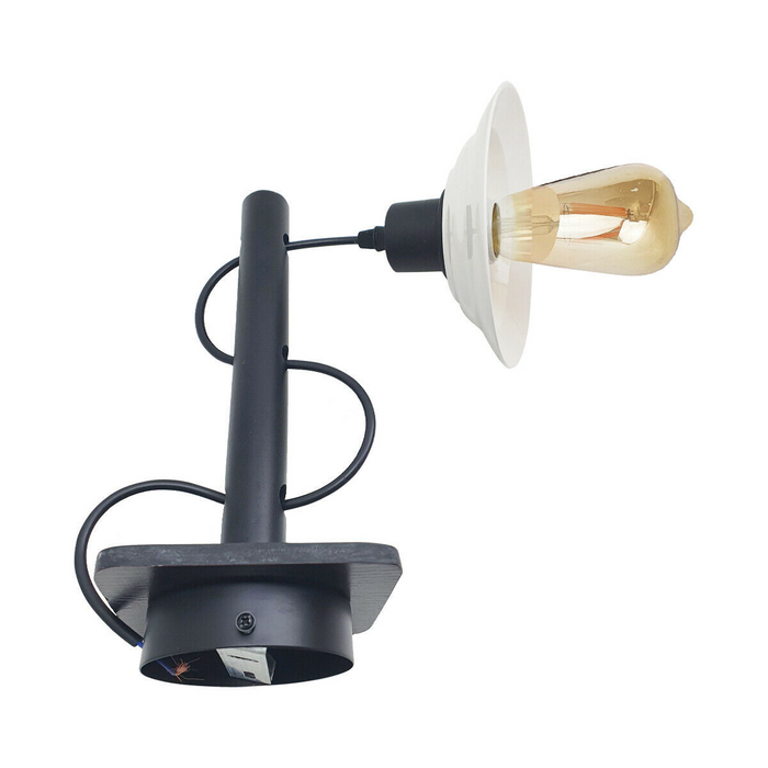 Pack Modern Industrial Black Scone wooden Wall Light With White Shade
