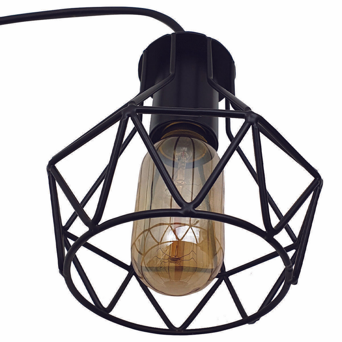 Modern plafond 3-kops hanglamp fitting metalen zwarte kooi