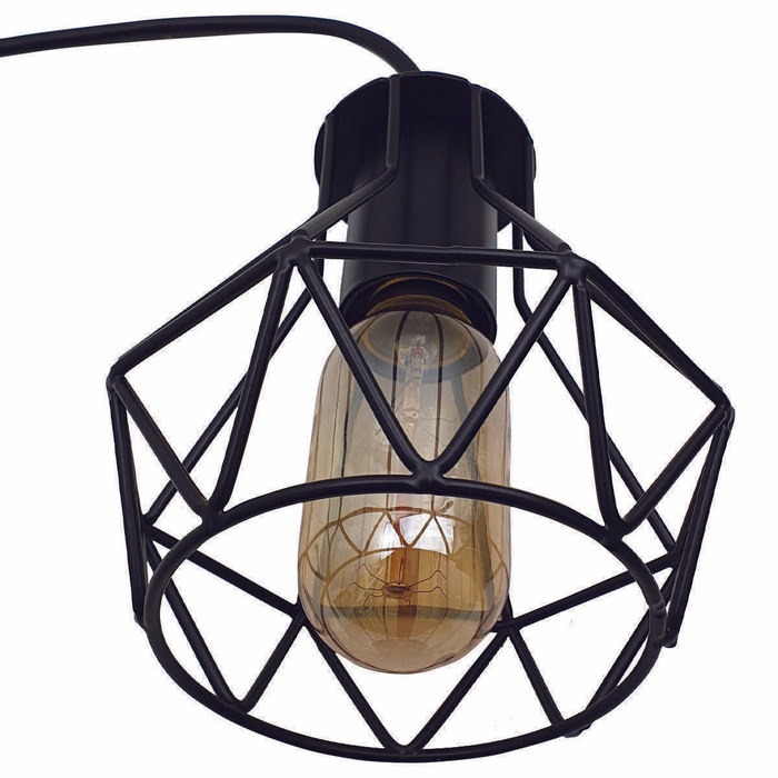 Modern Ceiling 3 Head Pendant Light Fitting Metal Black Cage