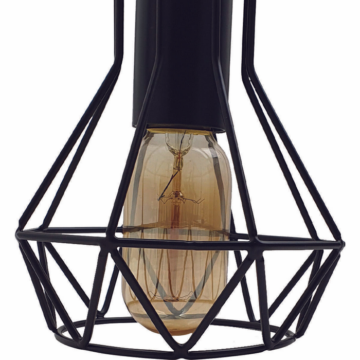 Modern Ceiling 3 Head Pendant Light Fitting Metal Black Cage