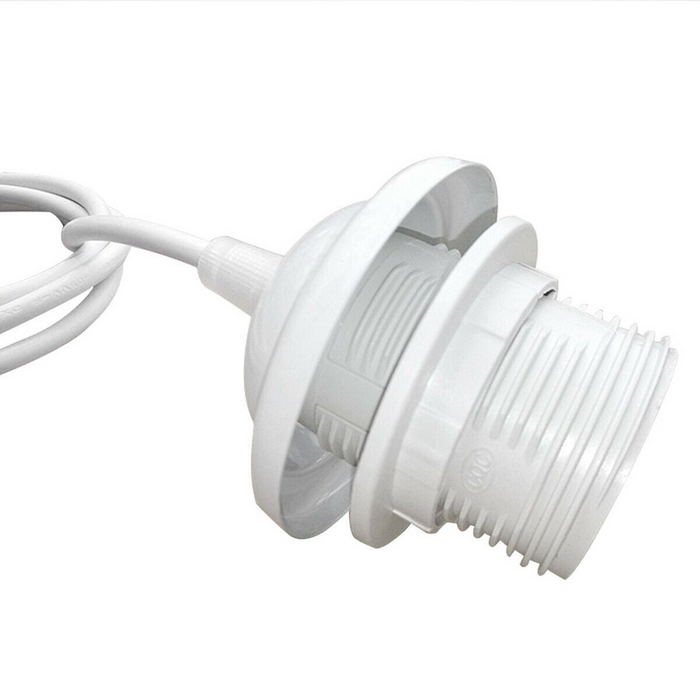 E27 Ceiling Rose White Light PVC Flex Pendant Lamp Holder Fitting