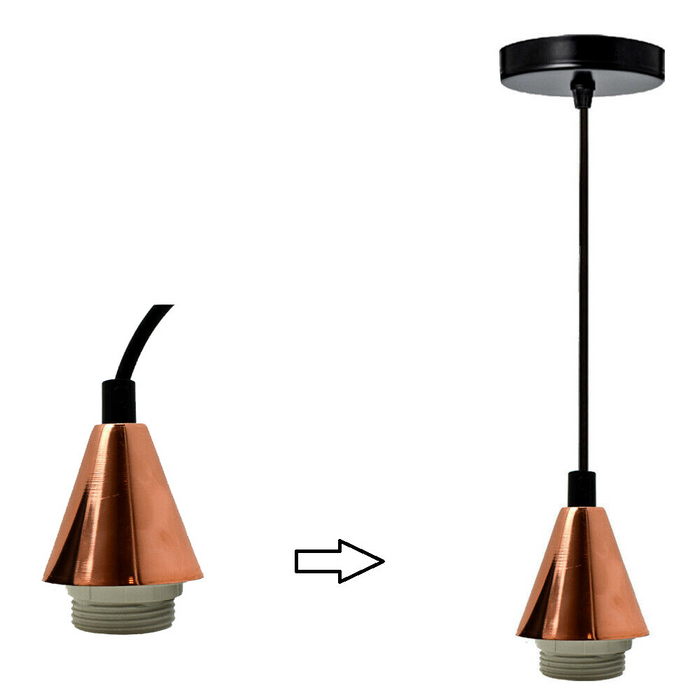 Rose Gold Light Pendant Fitting Ceiling Rose E27 Suspension Set