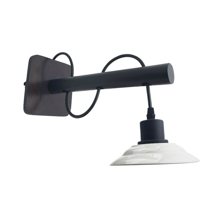 Moderne industriële zwarte scone wandlamp met witte kap met GRATIS lampen