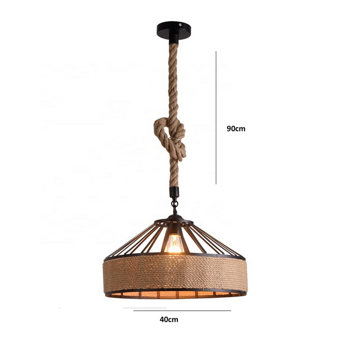 Vintage Retro Industrial Loft Hemp Rope 40cm Iron Pendant Ceiling Light Retro Lamp UK