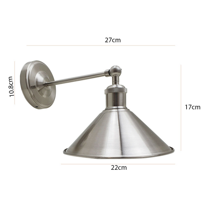 Industrial Wall Mounted Lights Satin Nickel Wall light with Free Bulb