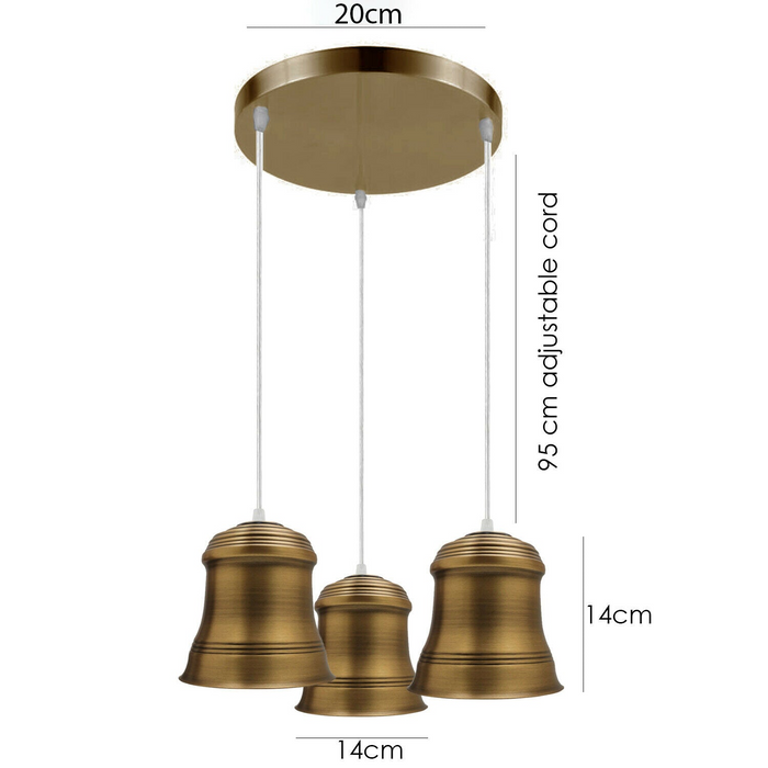 Vintage industriële 3-kops E27 hangende moderne plafondhanglamp lampenkap