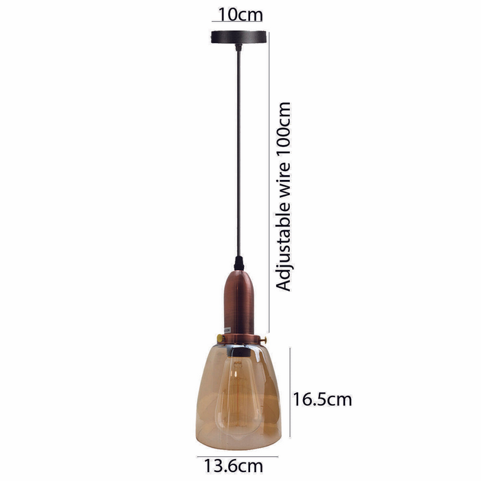 Retro Ceiling Light Glass Vintage Industrial E27 Base Holder Pendant Lamp UK