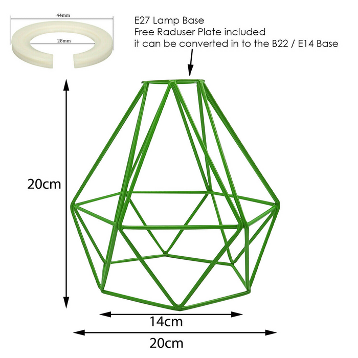 Industriële metalen plafond hanglamp schaduw geometrische draadkooi groene lampenkap