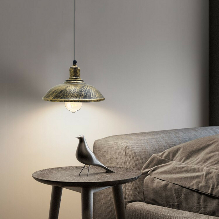 Brushed Brass Modern Vintage Industrial Ceiling Pendant Lamp Shade