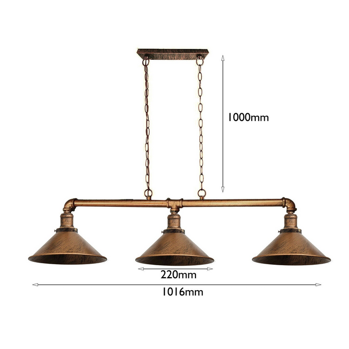 Brushed Copper 3 Head Water Tube Ceiling Light Water Pipe