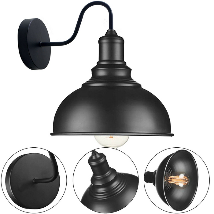 Wall Light with Switch Indoor Wall Industrial Vintage Wall Lamp with Plug Swing Arm Rotating E27 Black