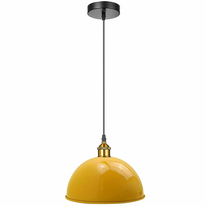 Yellow Retro Pendant Light Industrial Lights 40cm Metal Shade Chandelier