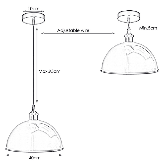 Yellow Retro Pendant Light Industrial Lights 40cm Metal Shade Chandelier