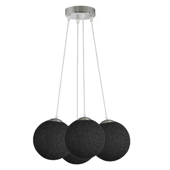 Black Rattan Wicker Woven Ball Globe Pendant Lampshade Four Outlet