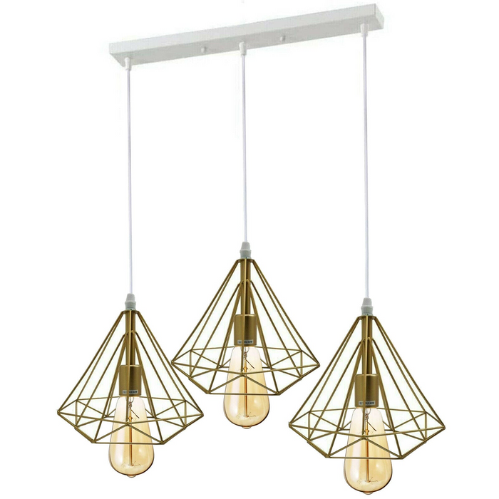 3 Head Gold Ceiling Pendant Lights Lampshade