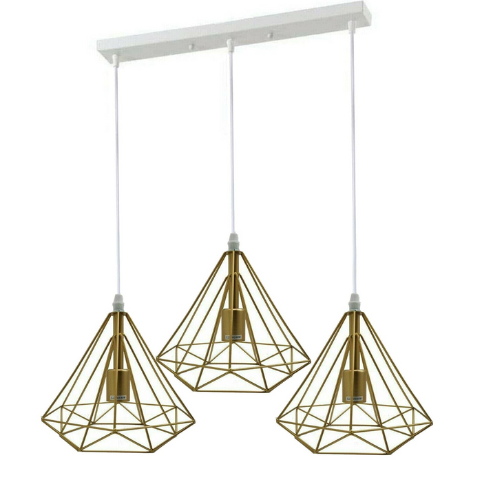 3 Head Gold Ceiling Pendant Lights Lampshade