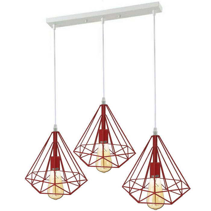 3 Head Red Ceiling Pendant Lights Lampshade