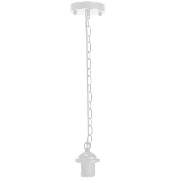 White Metal Ceiing E27 Lamp Holder Pendant Light With Chain